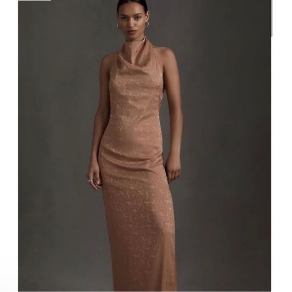 Fame and Partners Chrisley Jacquard Halter
Dress Size 12
Satin Cowl Neck Maxi